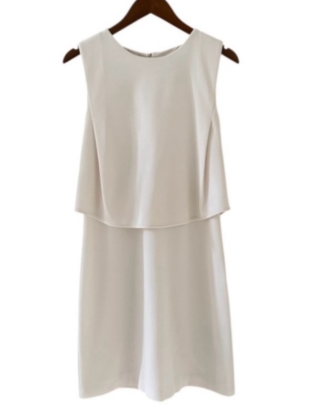 Giorgio Armani Black Label Ivory Sleeveless Layered Dress Size 10